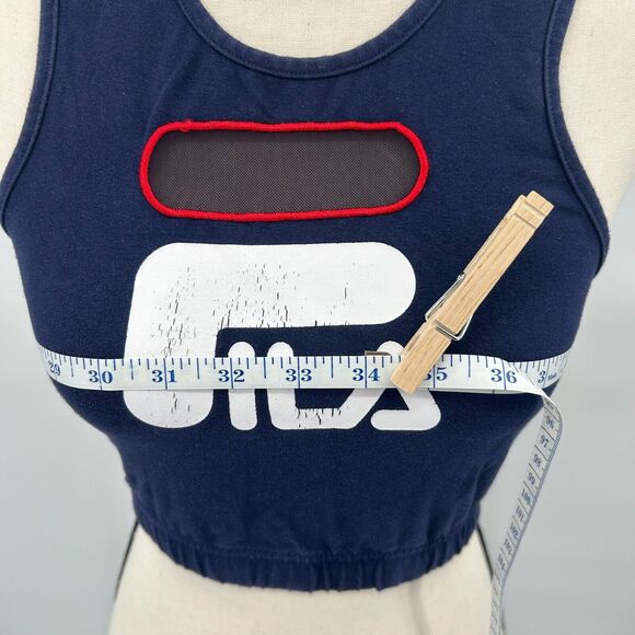 FILA Odette Logo Cropped Active Tank Top~Gym/Workout~Navy Blue~ Women's Sz Small - Picture 7 of 12